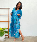 Mala Kaftan in Blue Teal Tie Dye