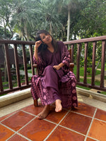 Luna Hand Screen Printed Kaftan in Eggplant