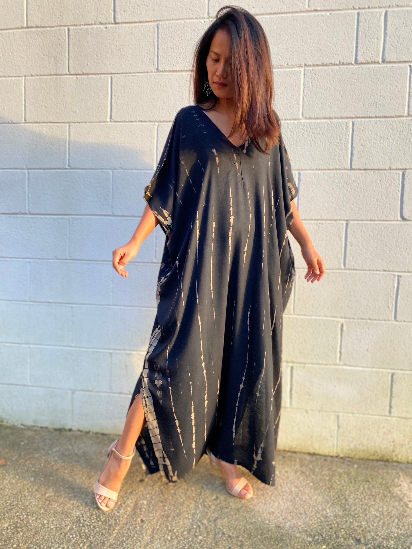 MALA handworks Camila Kaftan in Black and off White Tie Dye