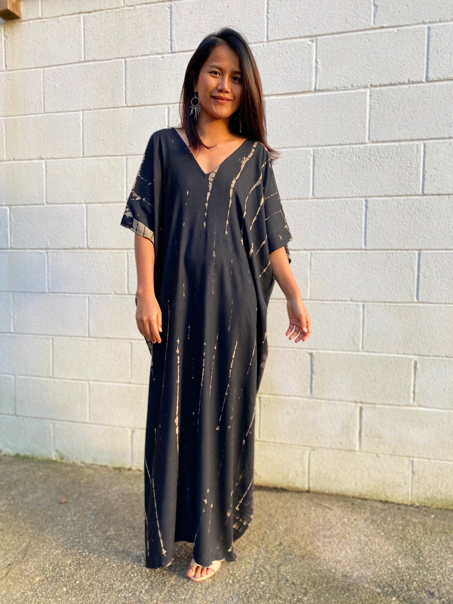 MALA handworks Camila Kaftan in Black and off White Tie Dye
