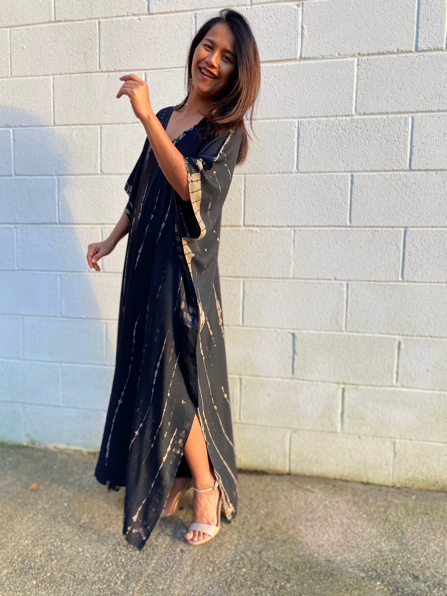 MALA handworks Camila Kaftan in Black and off White Tie Dye