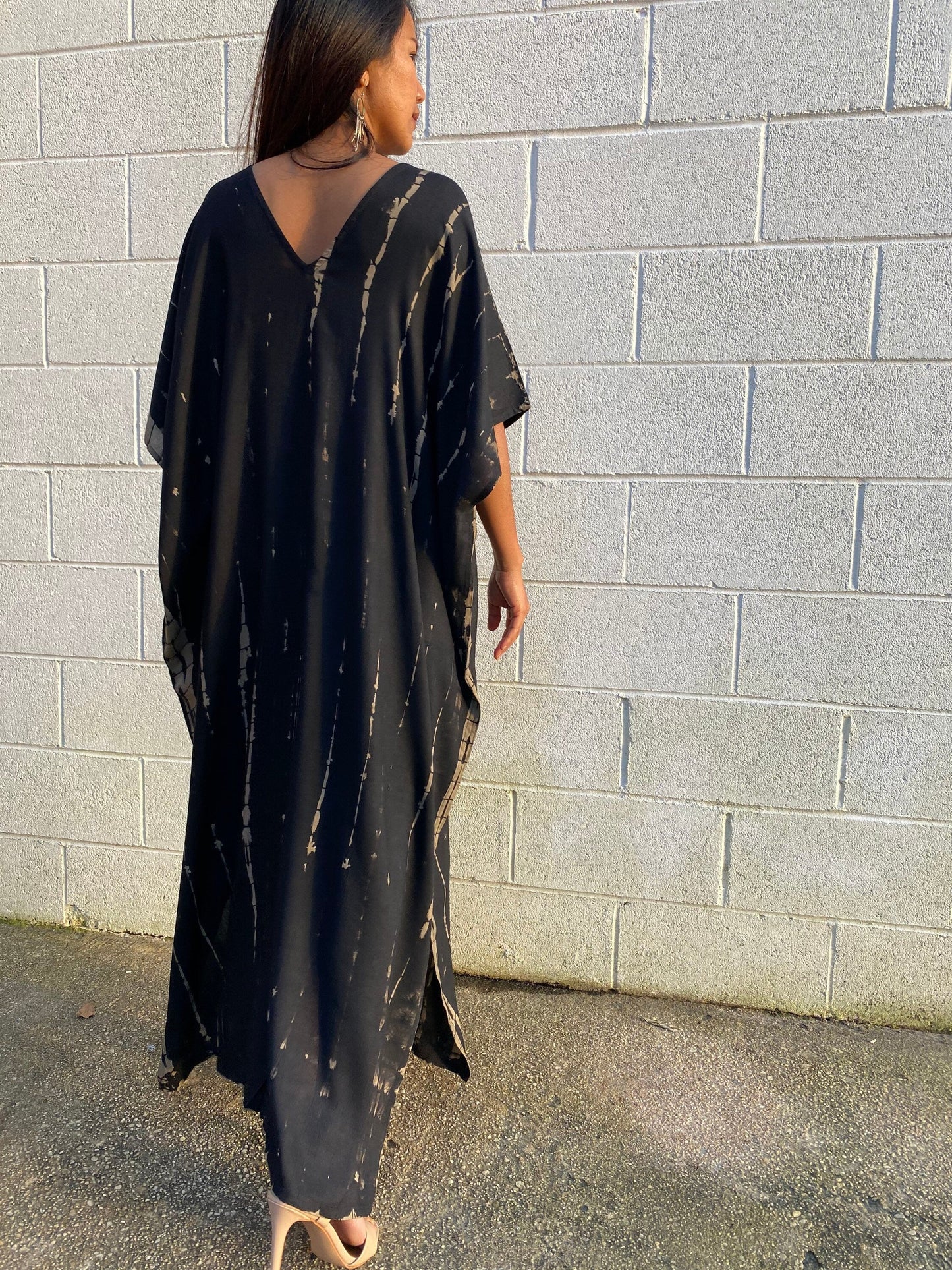 MALA handworks Camila Kaftan in Black and off White Tie Dye