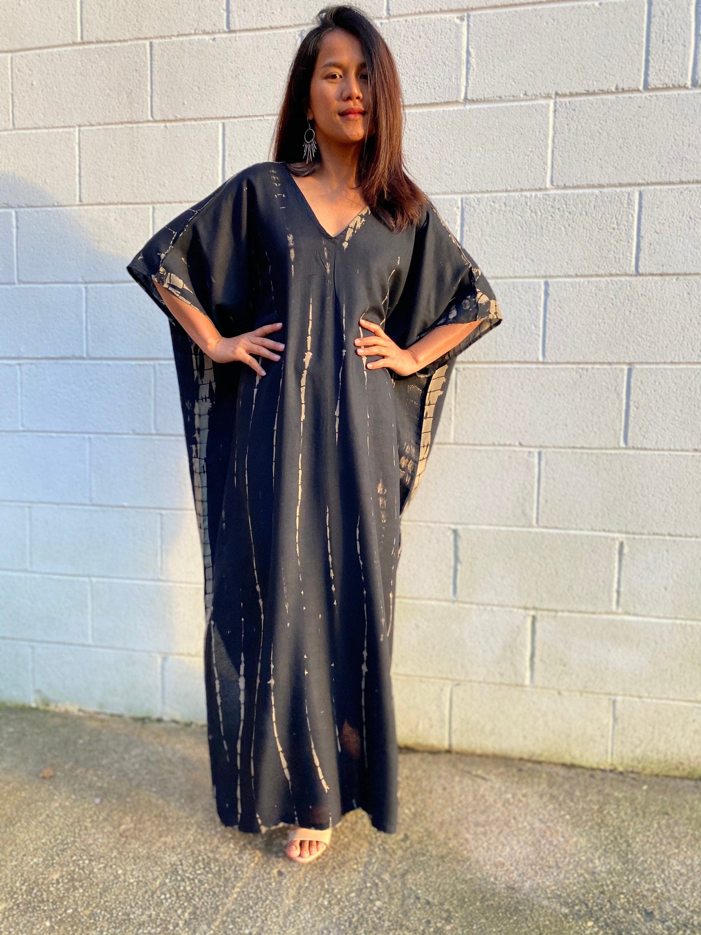 MALA handworks Camila Kaftan in Black and off White Tie Dye