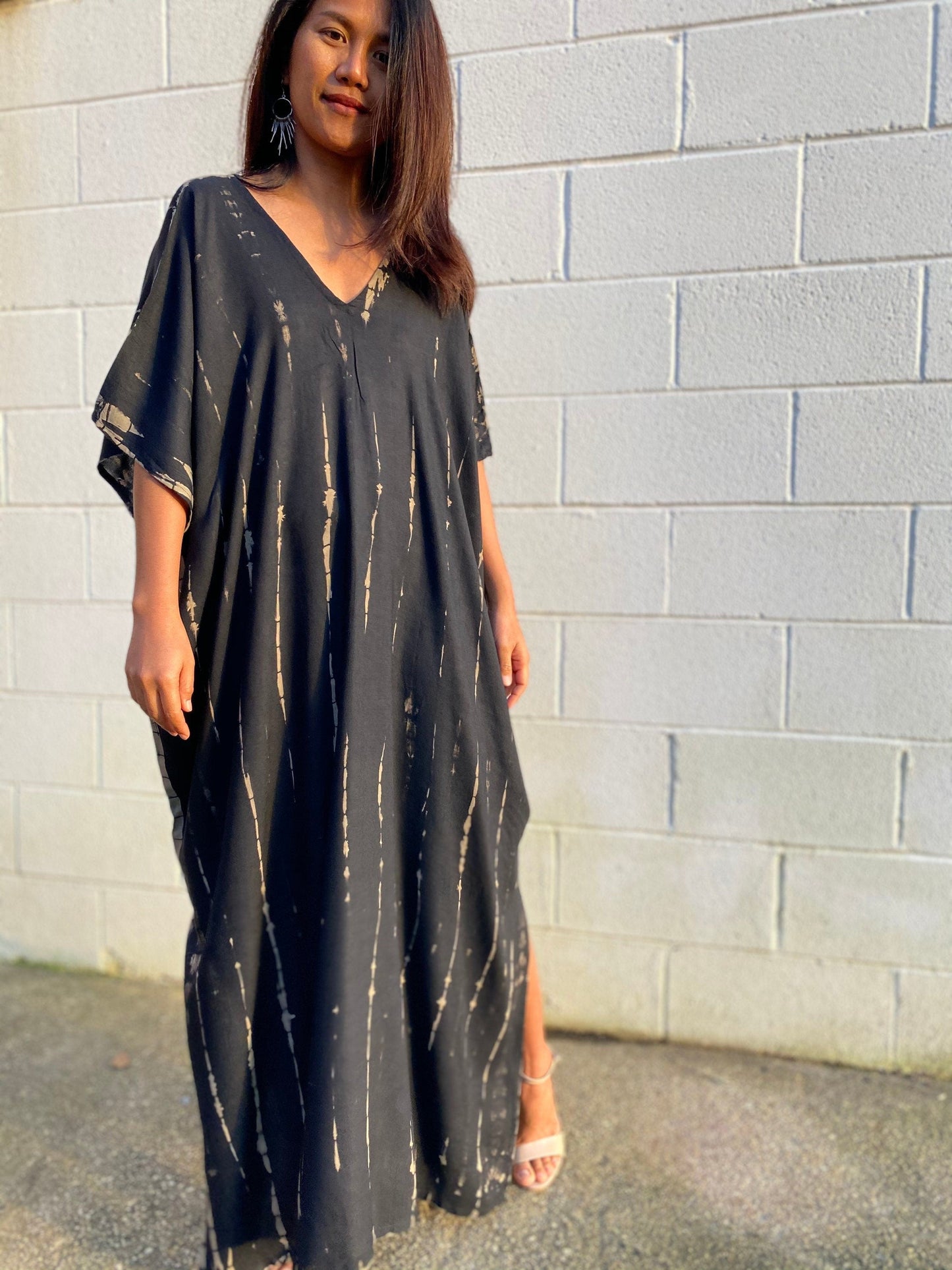 MALA handworks Camila Kaftan in Black and off White Tie Dye