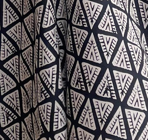 MALA handworks Camila Kaftan in Black and Silkscreen Pattern