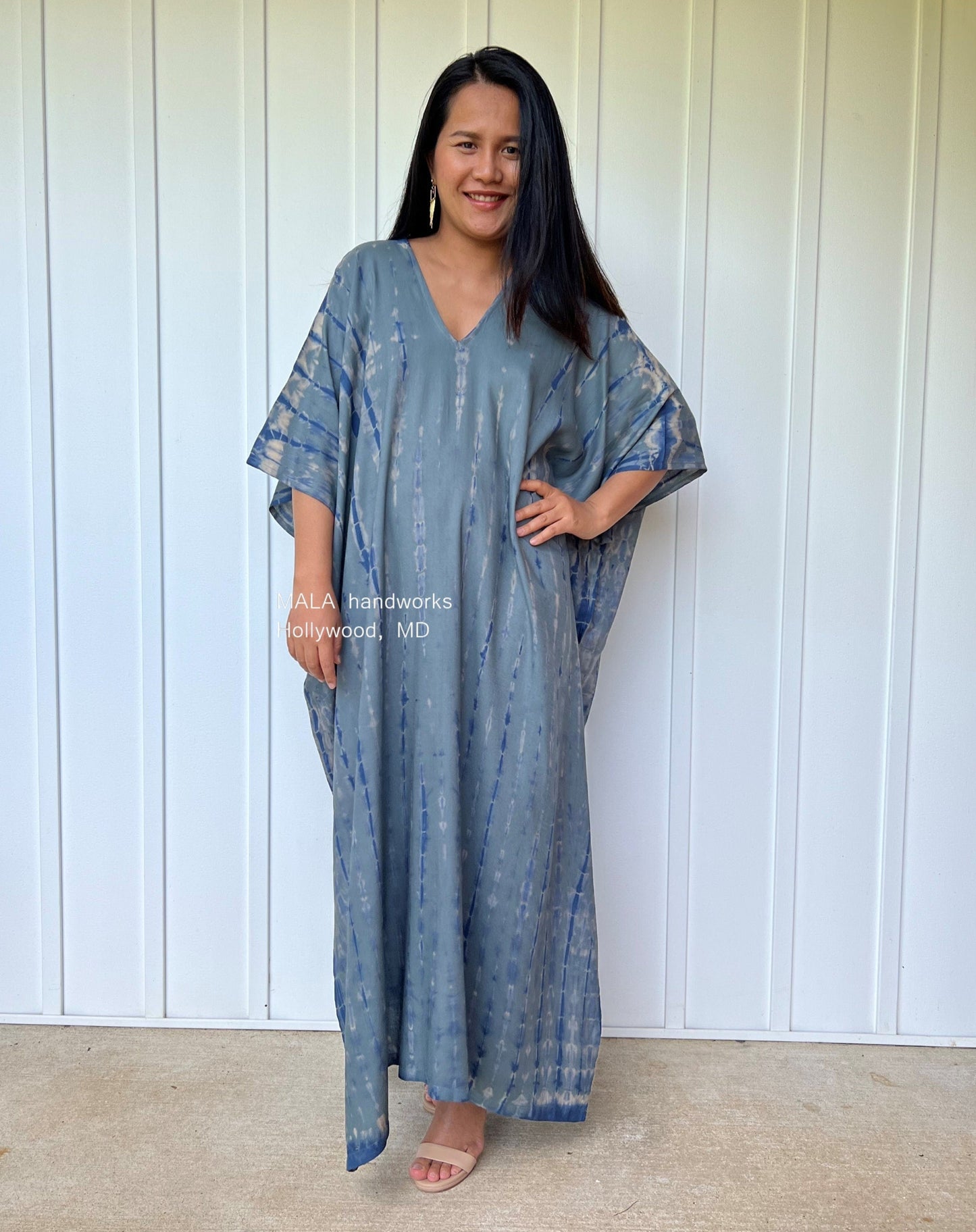 MALA handworks Camila Kaftan in Blue Gray Tie Dye