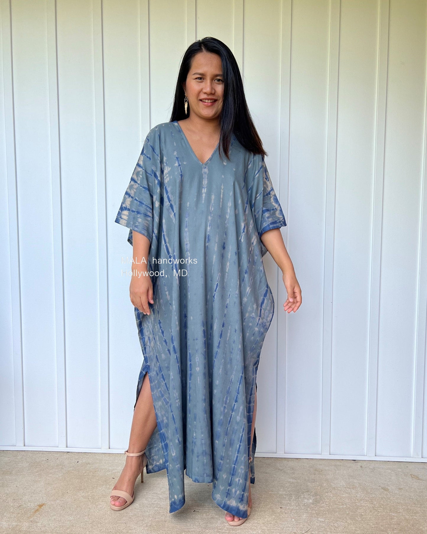 MALA handworks Camila Kaftan in Blue Gray Tie Dye