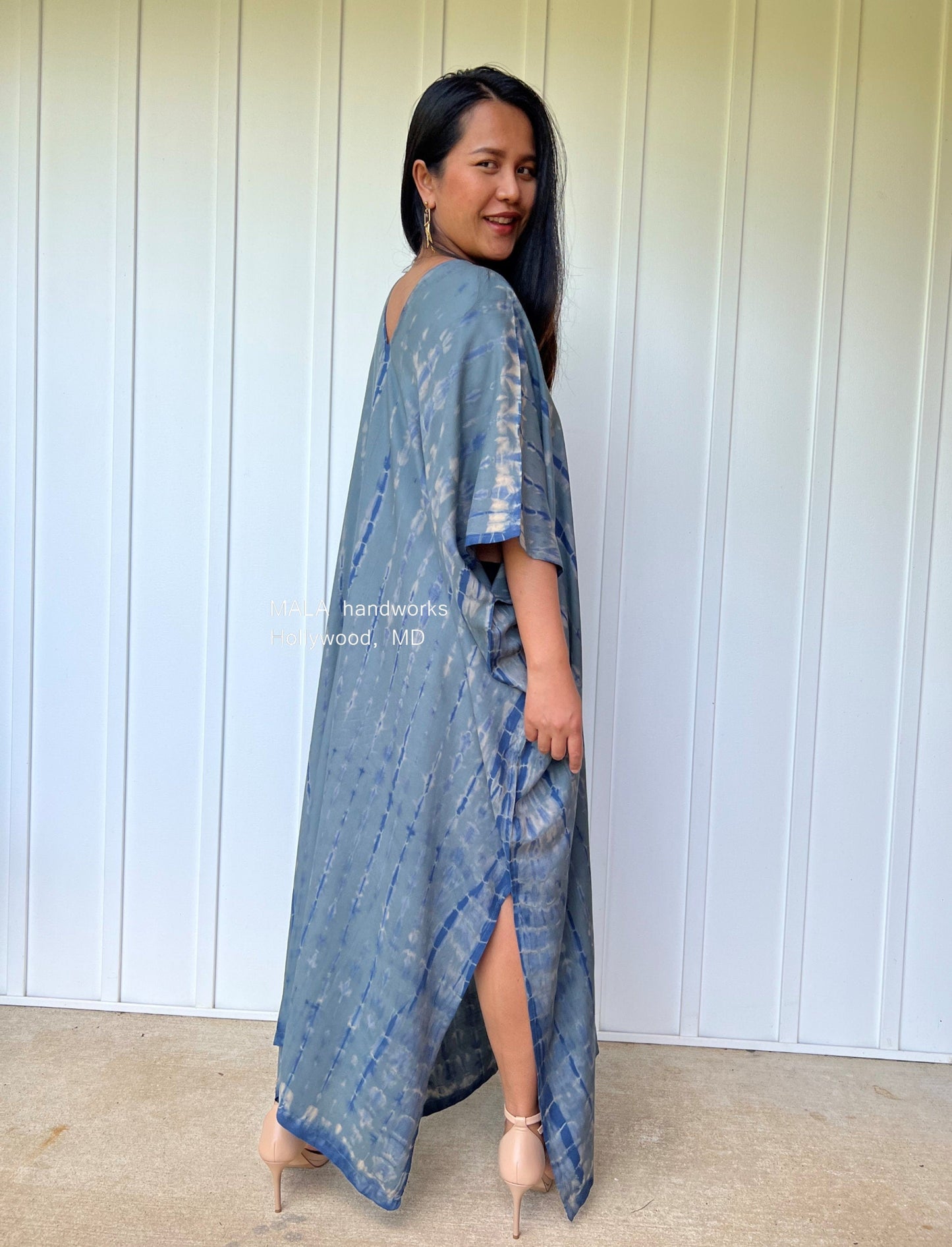 MALA handworks Camila Kaftan in Blue Gray Tie Dye