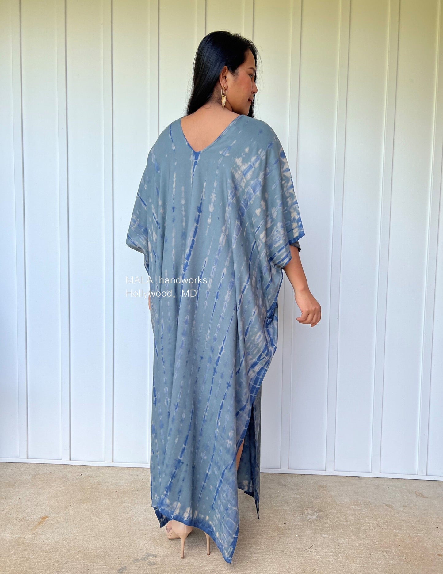 MALA handworks Camila Kaftan in Blue Gray Tie Dye