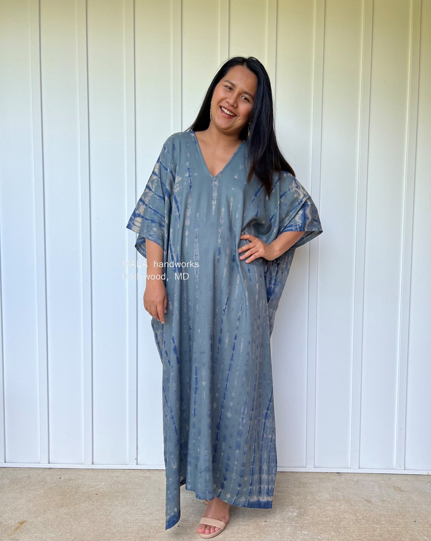 MALA handworks Camila Kaftan in Blue Gray Tie Dye