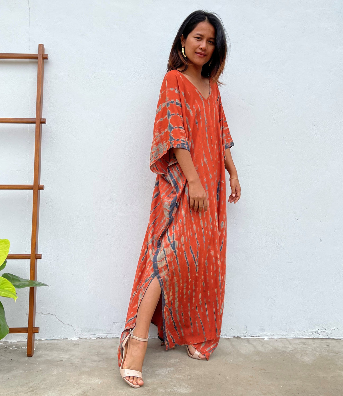 MALA handworks Camila Kaftan in Orange and Black Tie Dye
