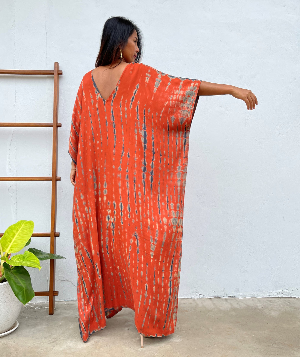 MALA handworks Camila Kaftan in Orange and Black Tie Dye