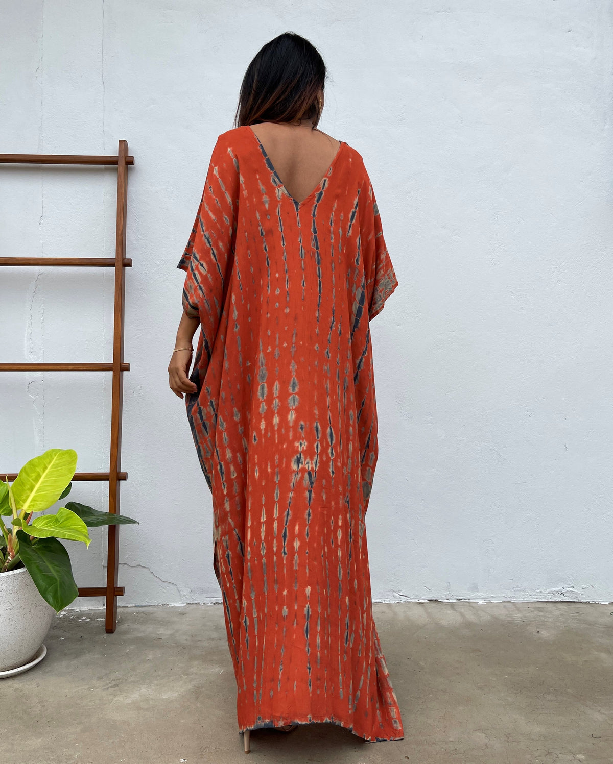 MALA handworks Camila Kaftan in Orange and Black Tie Dye