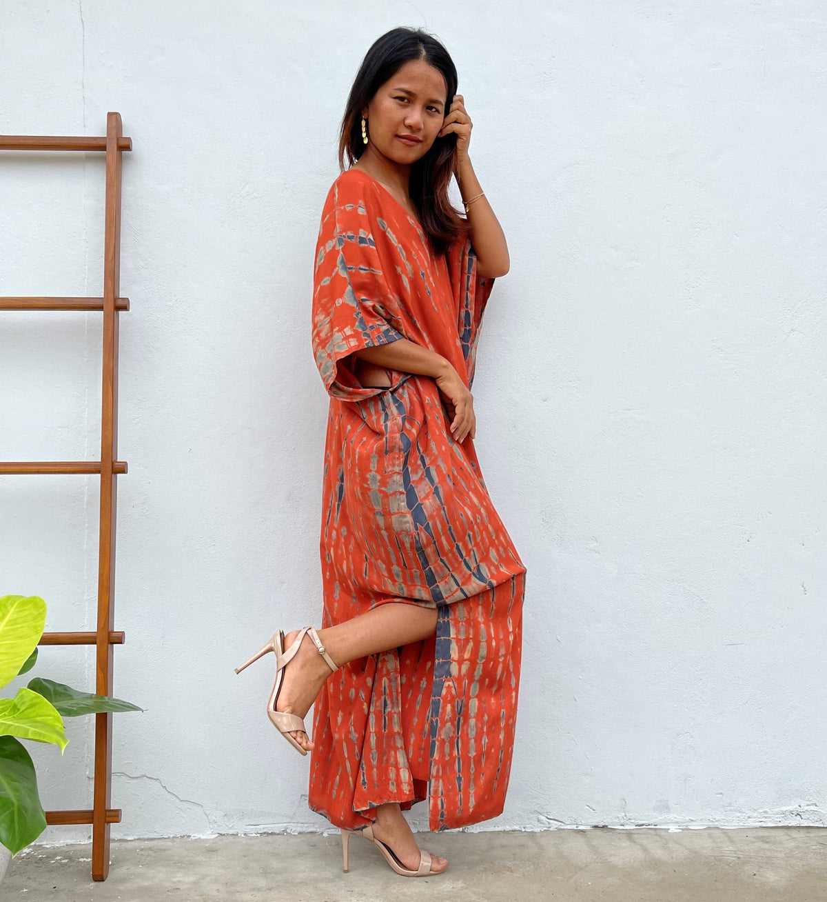 MALA handworks Camila Kaftan in Orange and Black Tie Dye