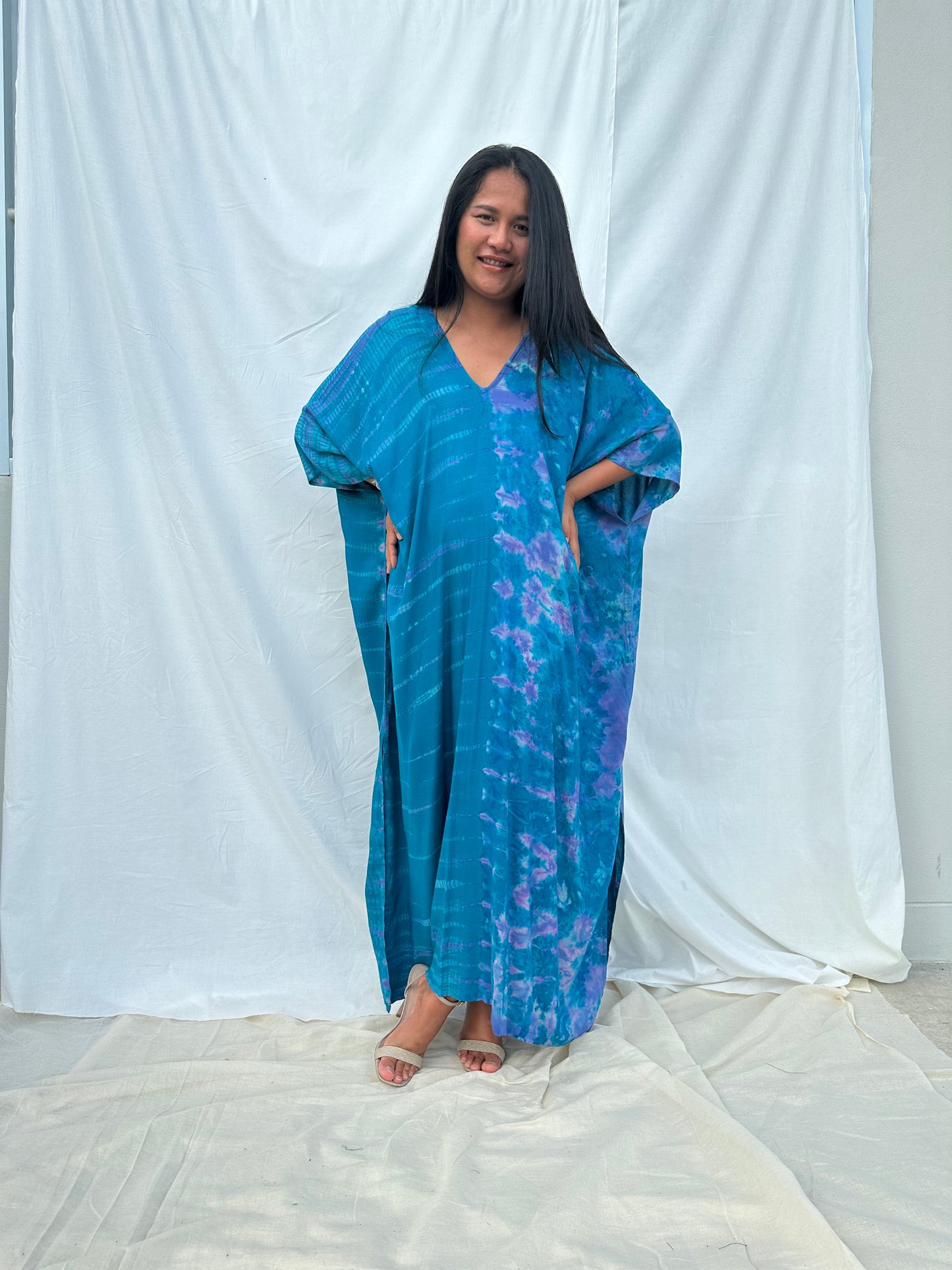 MALA handworks Camila Kaftan in Turquoise Blue Tie Dye