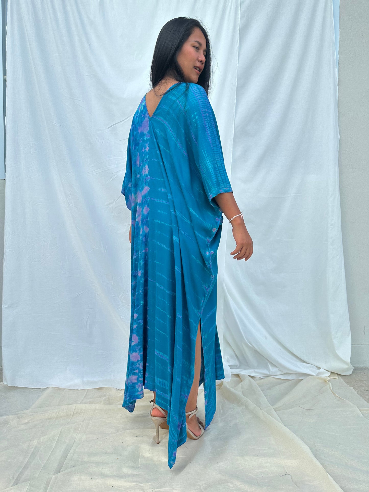 MALA handworks Camila Kaftan in Turquoise Blue Tie Dye