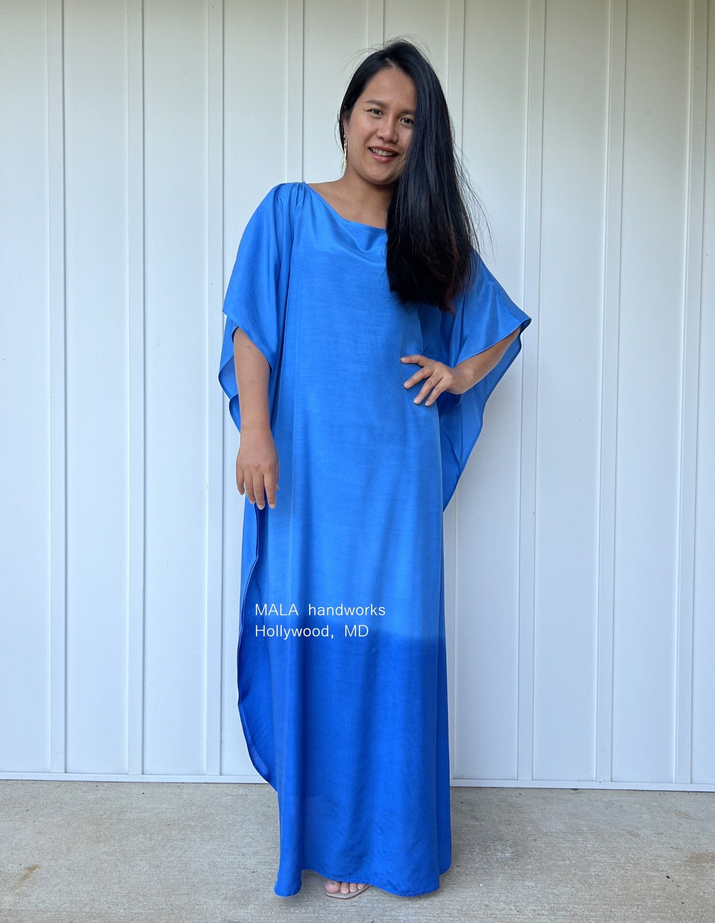 MALA handworks Cora Kaftan in Blue and Hand Painted Batik