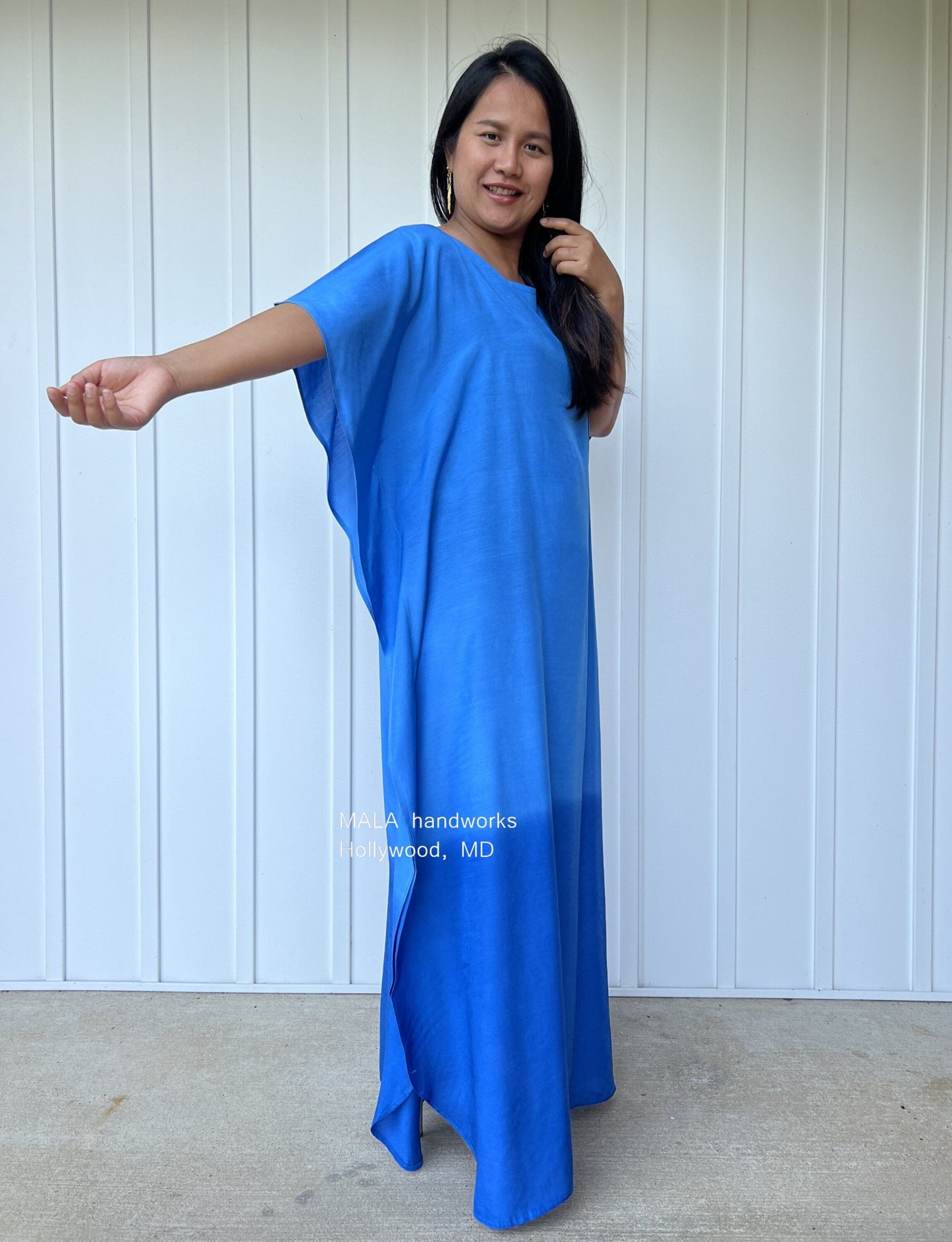 MALA handworks Cora Kaftan in Blue and Hand Painted Batik