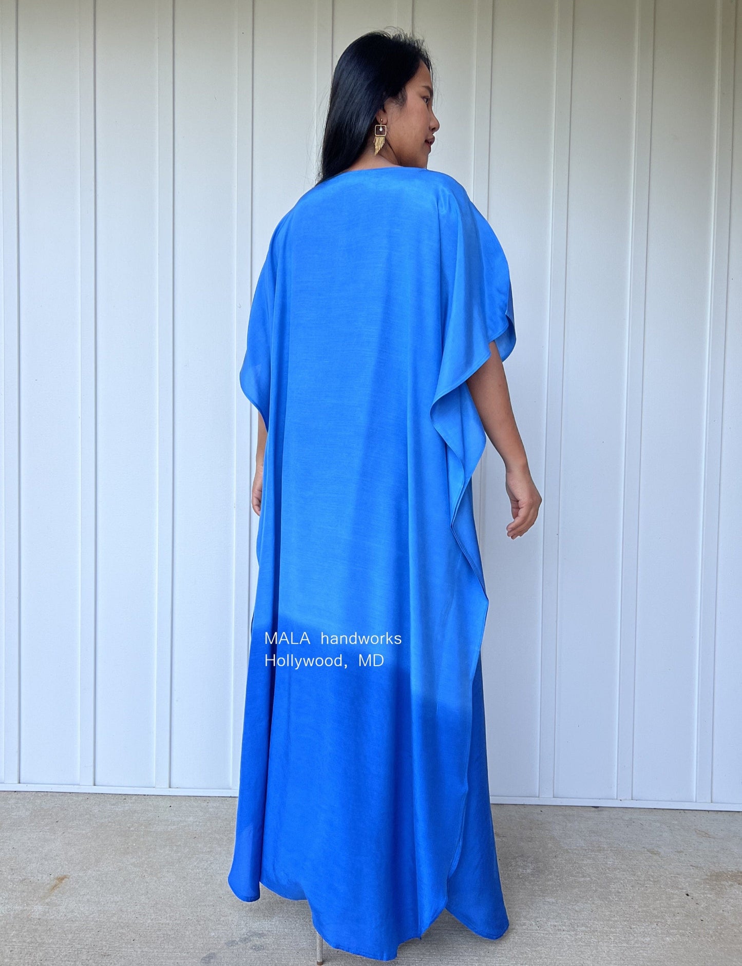 MALA handworks Cora Kaftan in Blue and Hand Painted Batik