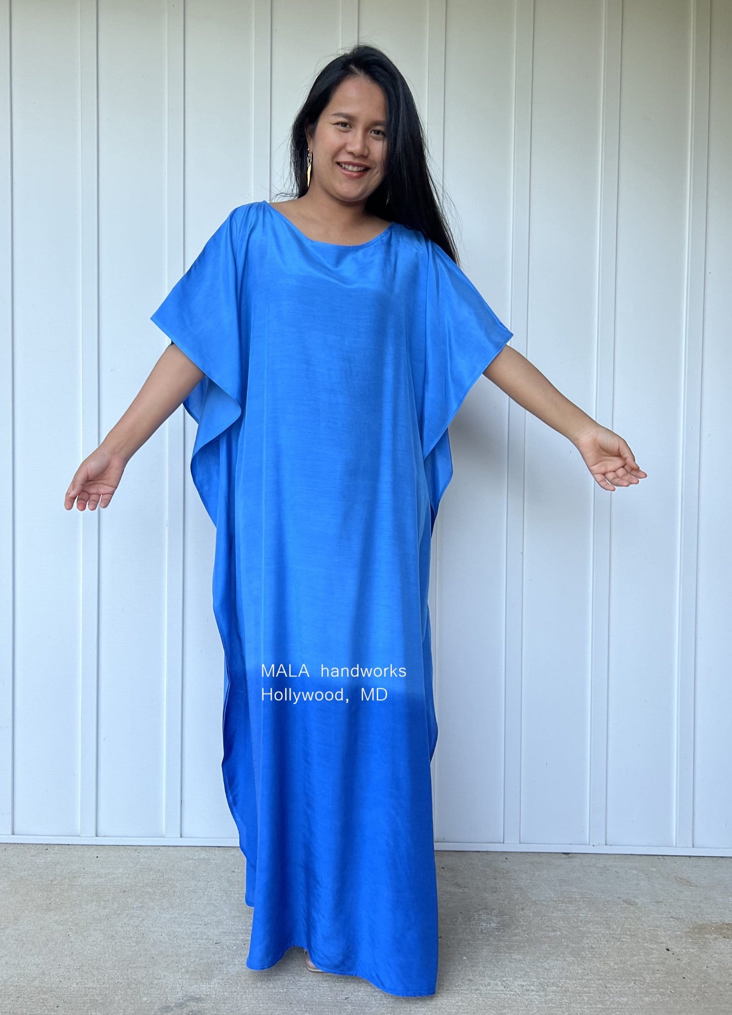 MALA handworks Cora Kaftan in Blue and Hand Painted Batik