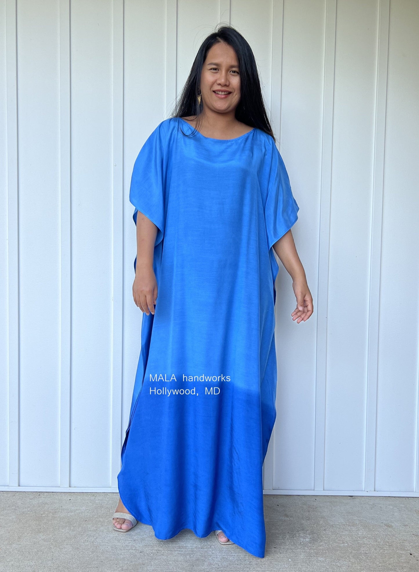 MALA handworks Cora Kaftan in Blue and Hand Painted Batik