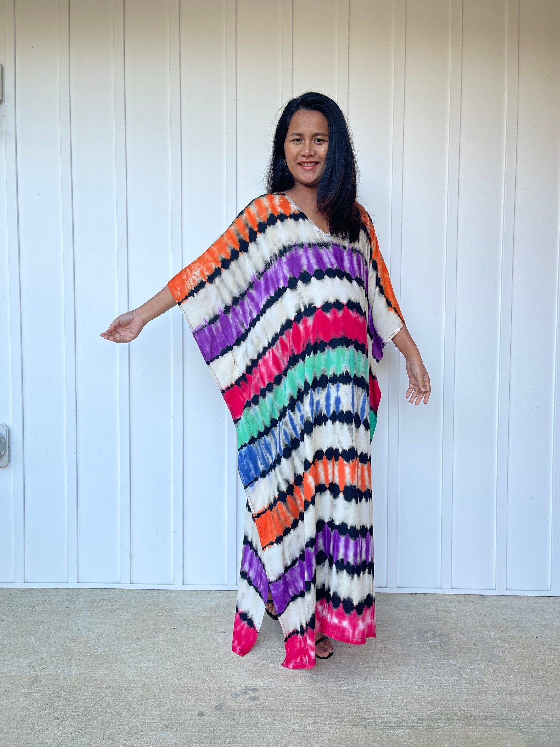 MALA handworks Eva Kaftan in Rainbow Tie Dye
