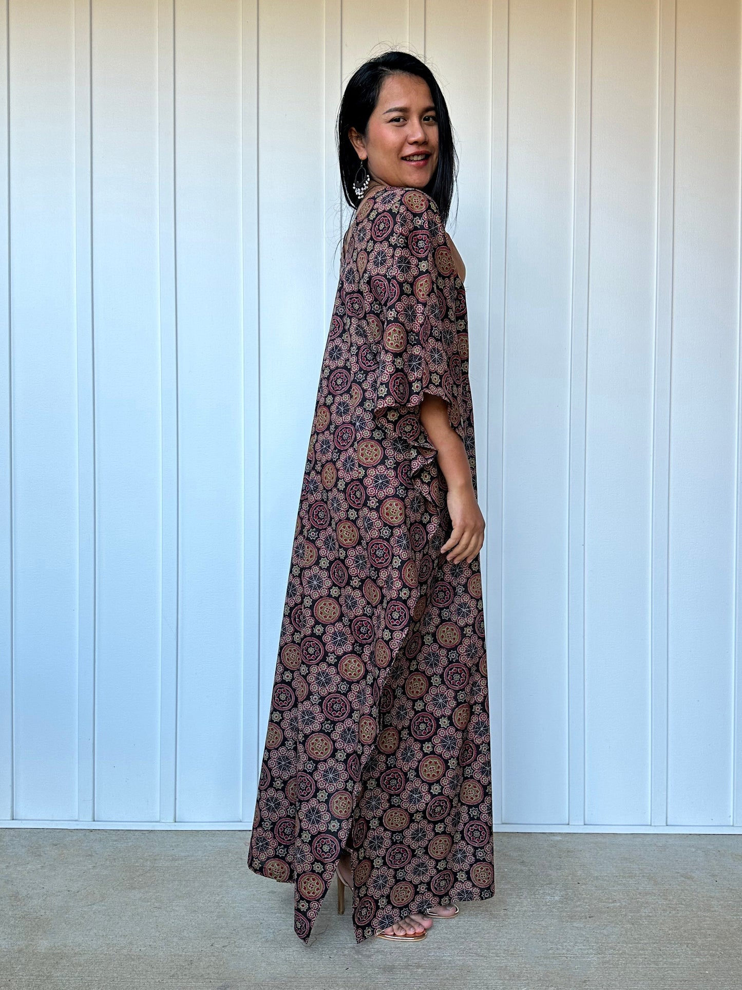 MALA handworks Evelyn Kaftan in Black and Abstract Pattern