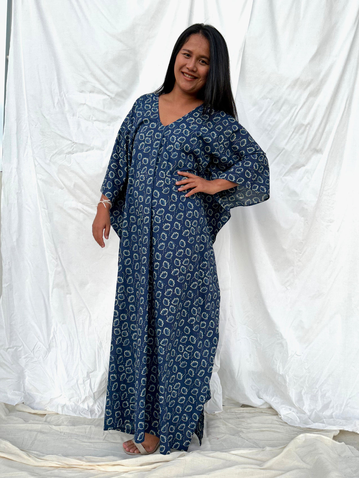 MALA handworks  56 Evelyn Kaftan in Black and White Pattern