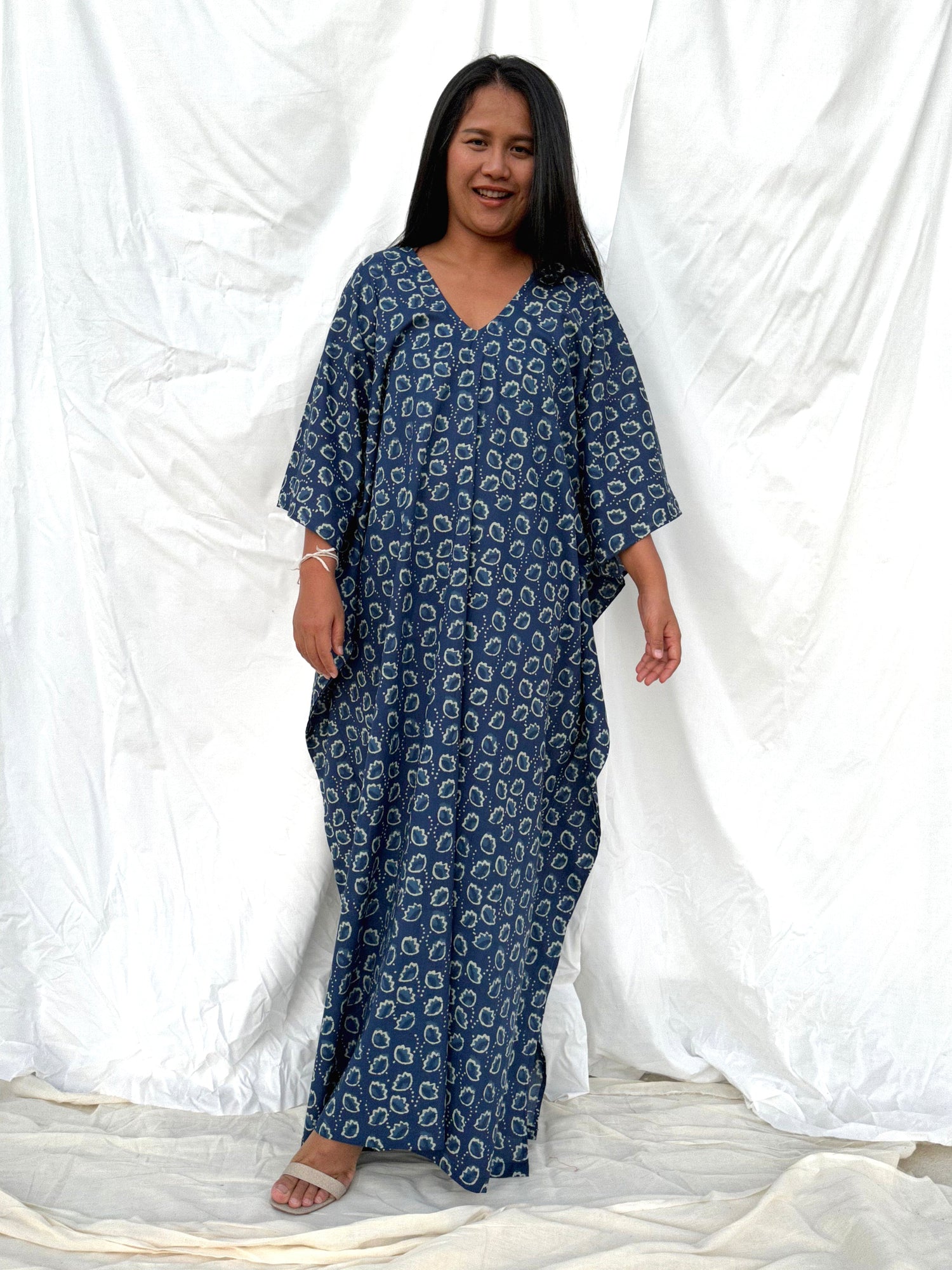 MALA handworks  56 Evelyn Kaftan in Black and White Pattern