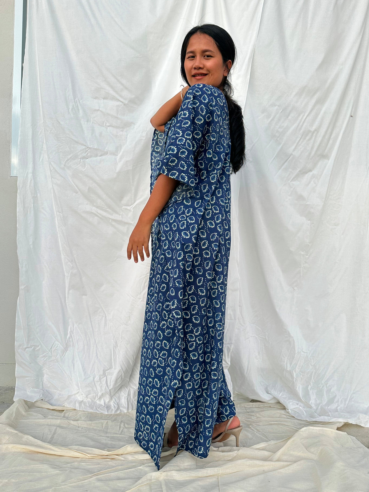 MALA handworks  56 Evelyn Kaftan in Black and White Pattern