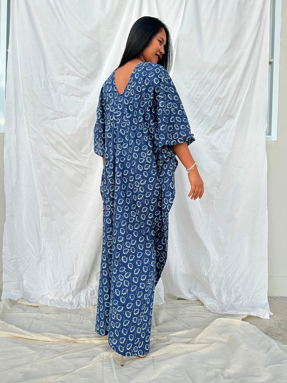 MALA handworks  56 Evelyn Kaftan in Black and White Pattern