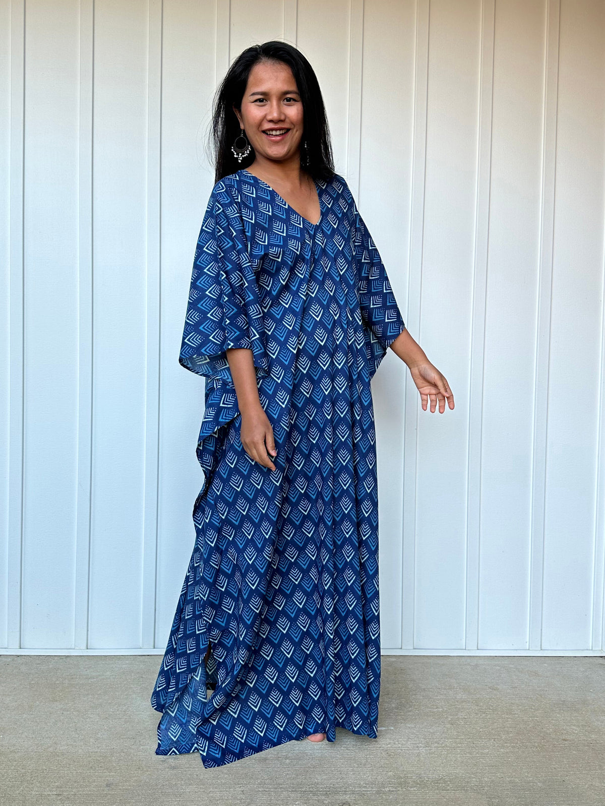 MALA handworks  Evelyn Kaftan in Blue and Abstract Pattern