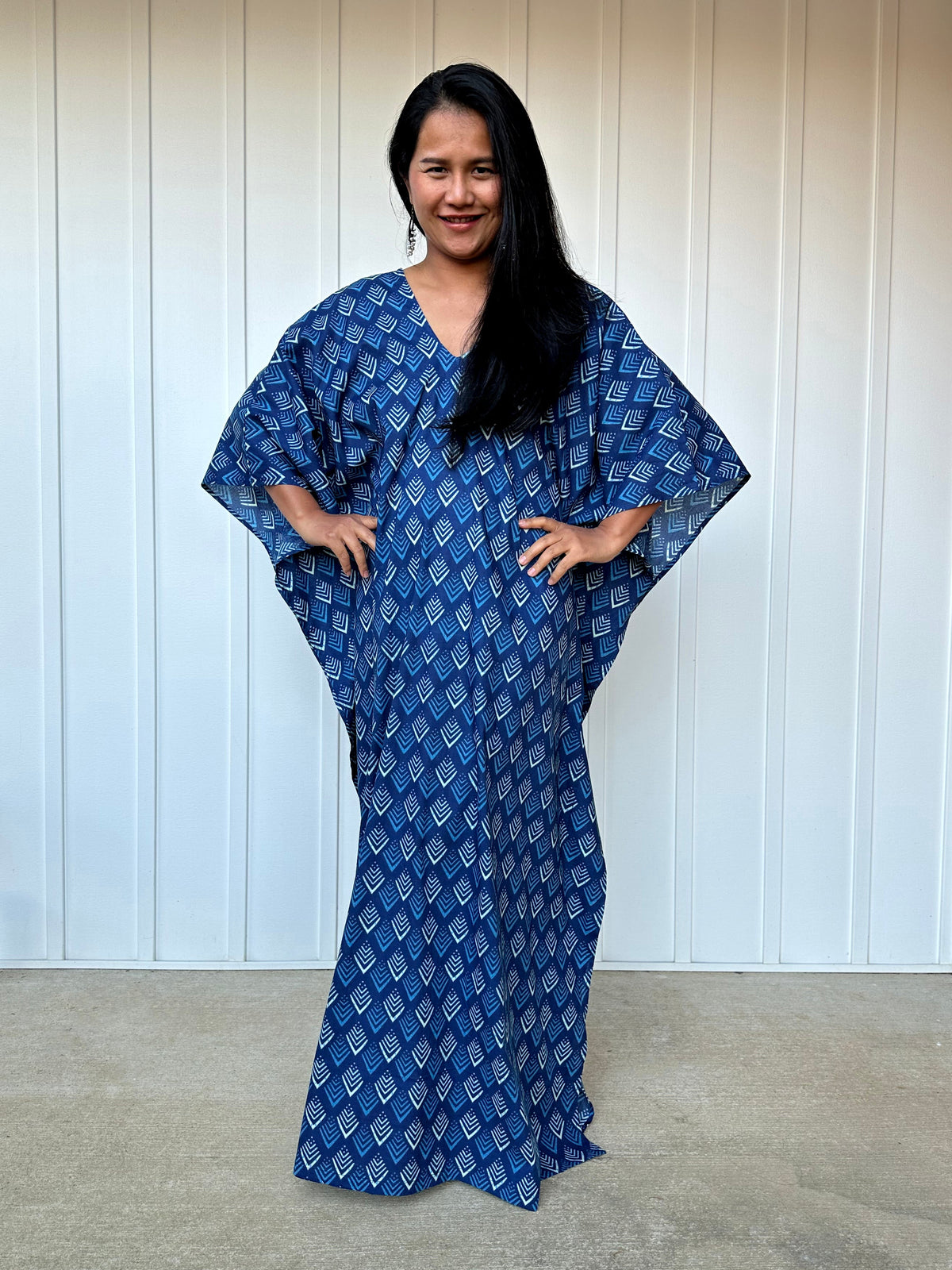 MALA handworks  Evelyn Kaftan in Blue and Abstract Pattern