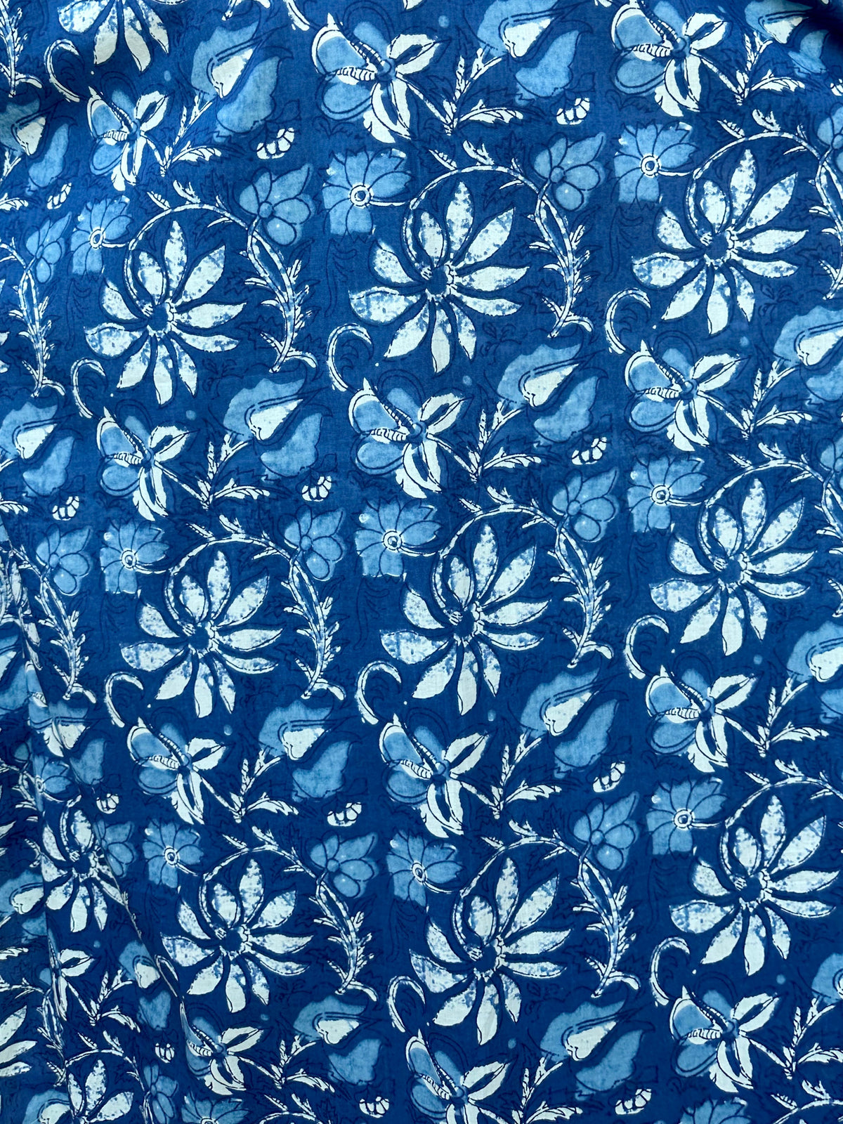 MALA handworks  Evelyn Kaftan in Blue and Floral Pattern