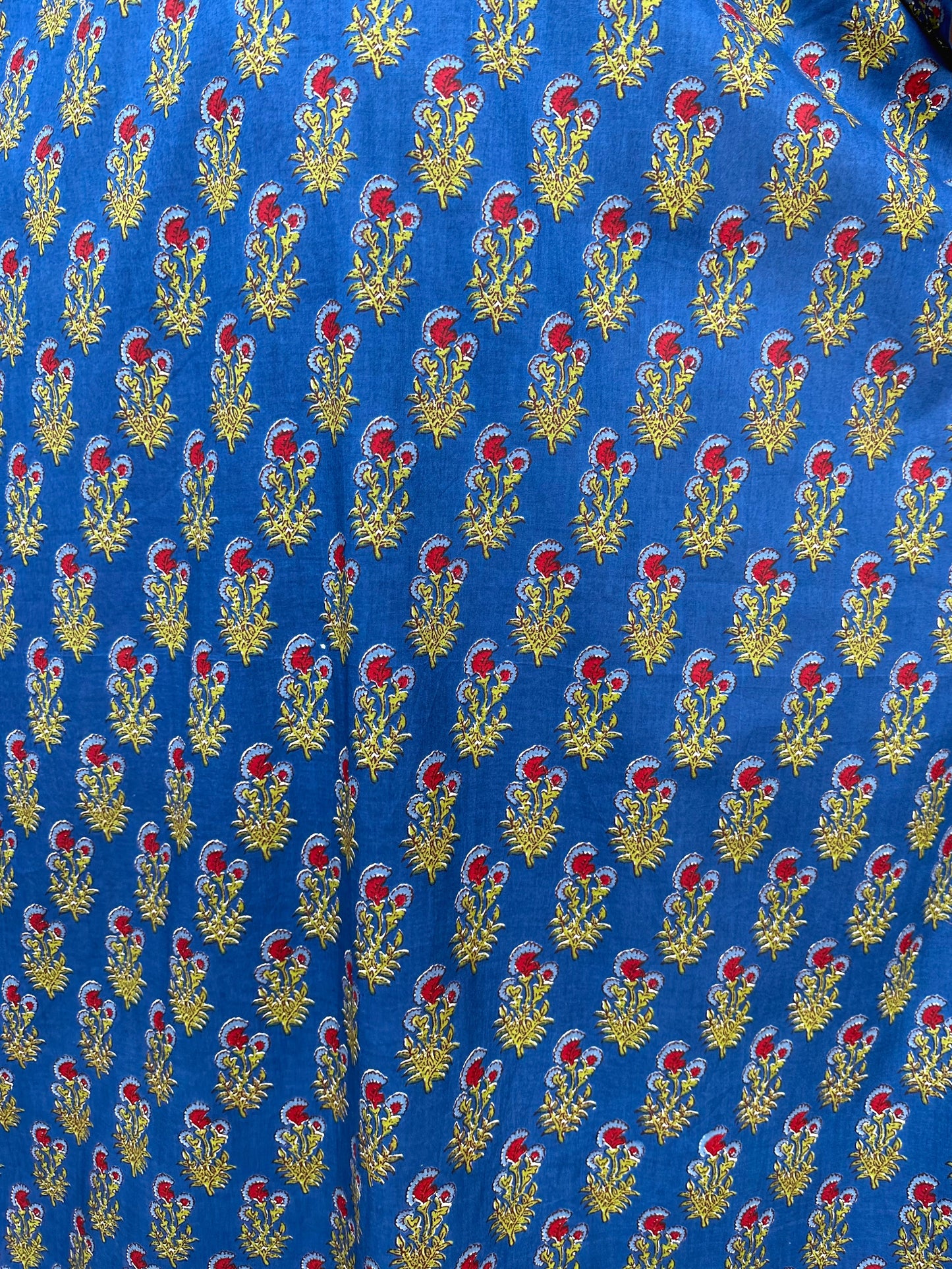 MALA handworks Evelyn Kaftan in Blue and Floral Pattern