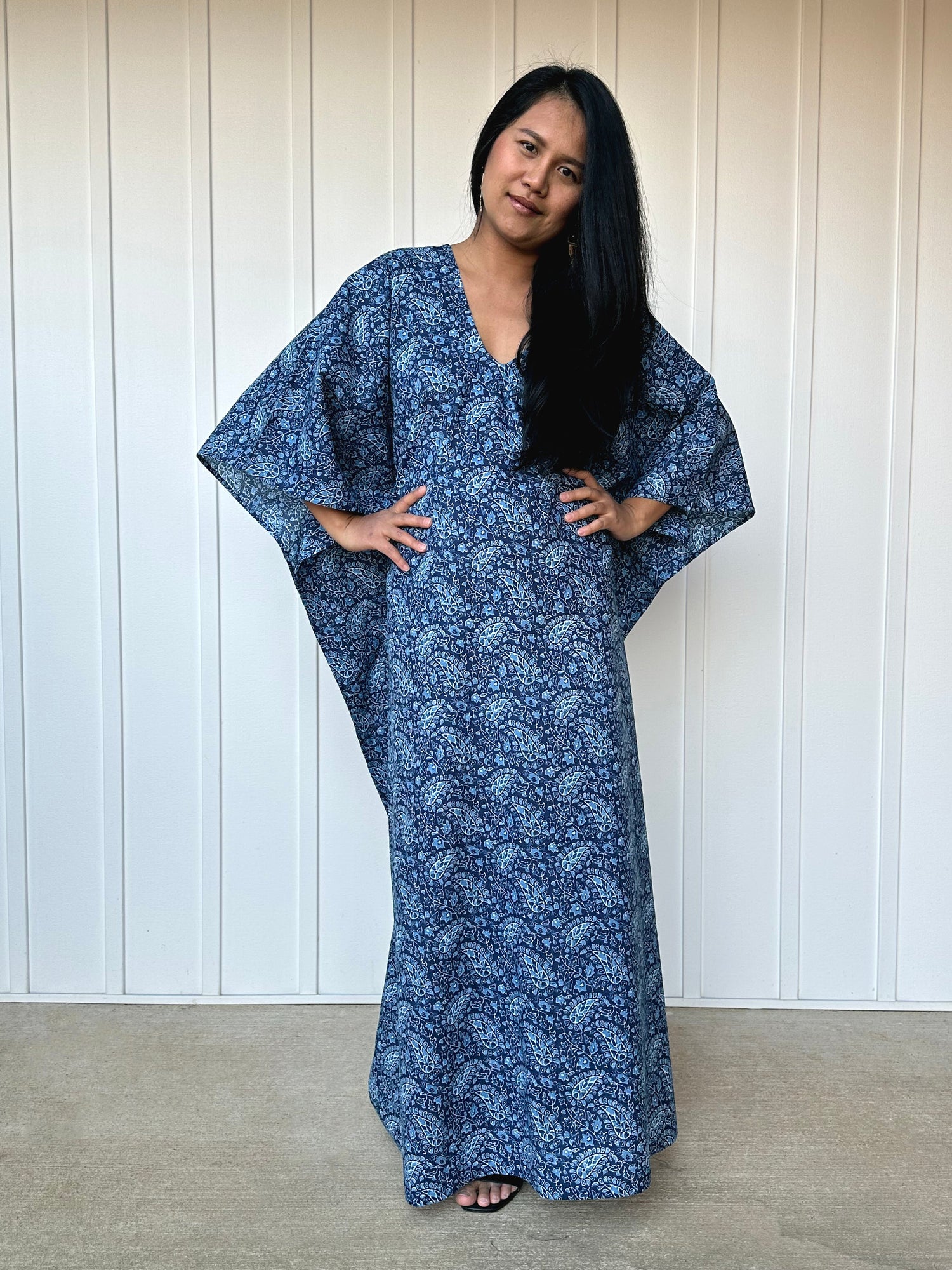 MALA handworks  56 Evelyn Kaftan in Blue Pattern