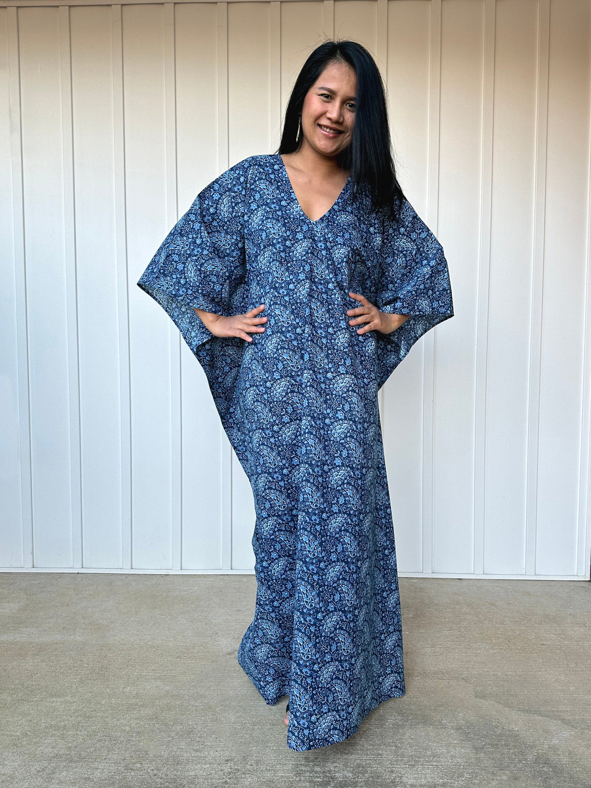 MALA handworks  56 Evelyn Kaftan in Blue Pattern