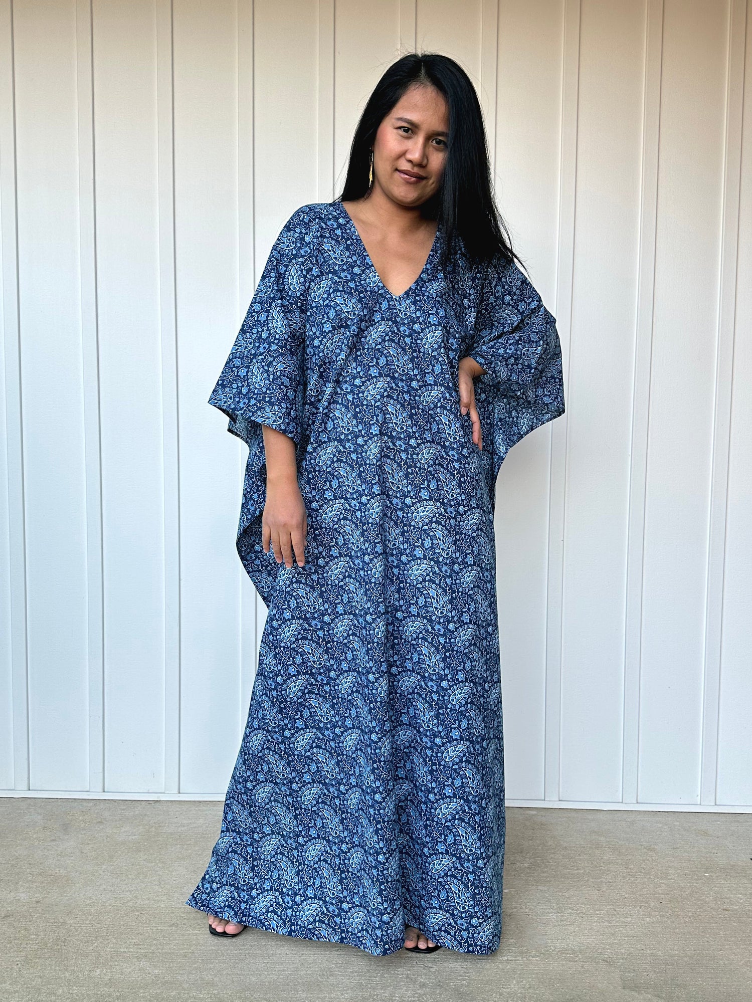MALA handworks  56 Evelyn Kaftan in Blue Pattern