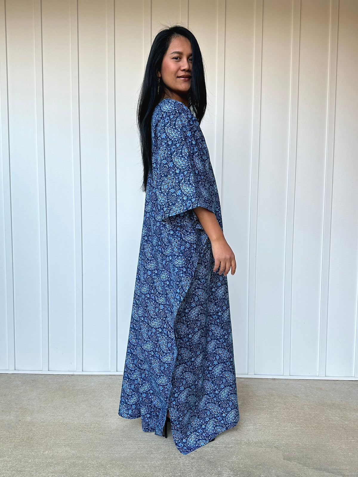 MALA handworks  56 Evelyn Kaftan in Blue Pattern