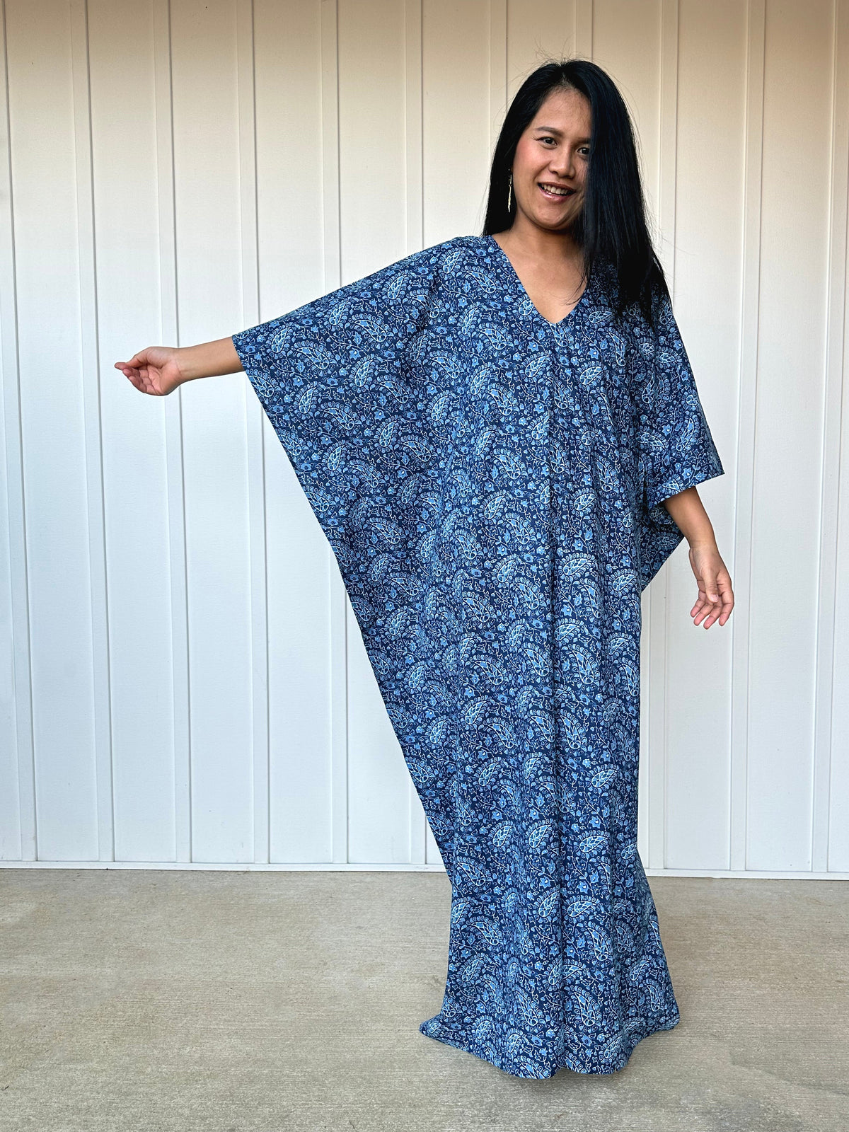 MALA handworks  56 Evelyn Kaftan in Blue Pattern