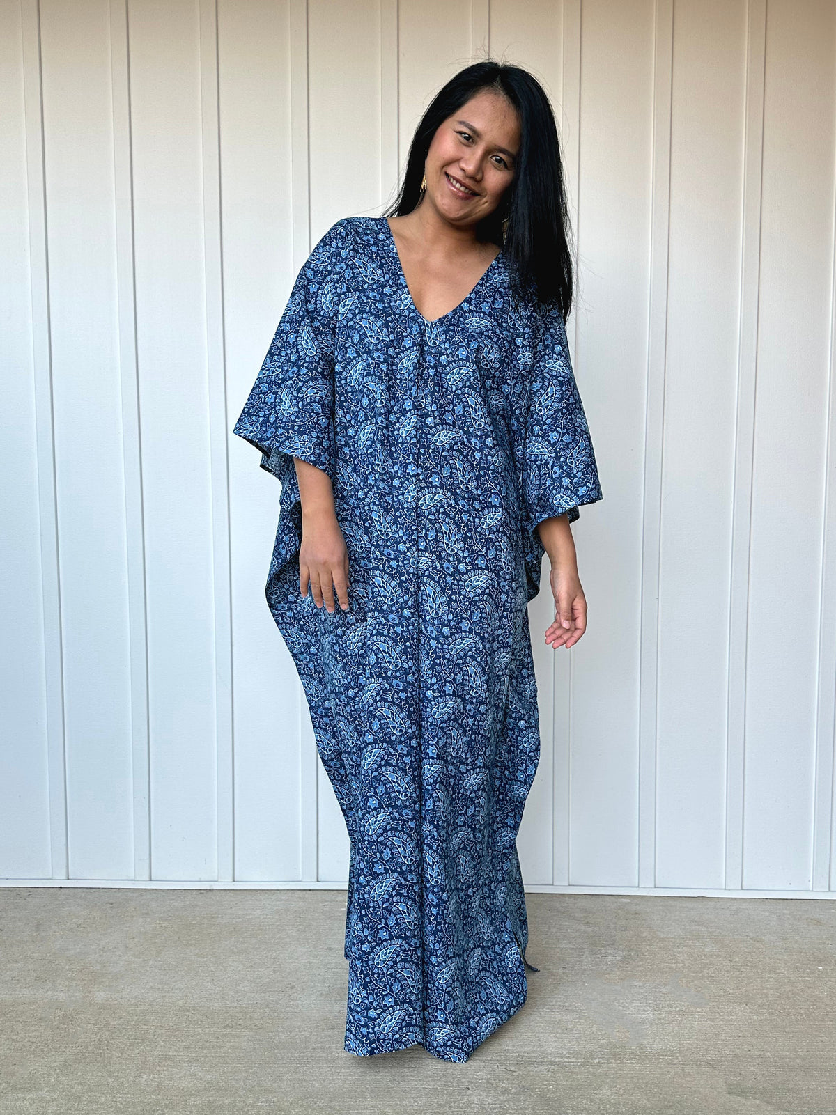 MALA handworks  56 Evelyn Kaftan in Blue Pattern