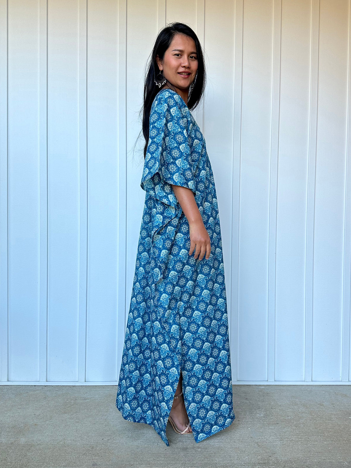 MALA handworks  Evelyn Kaftan in Blue Pattern