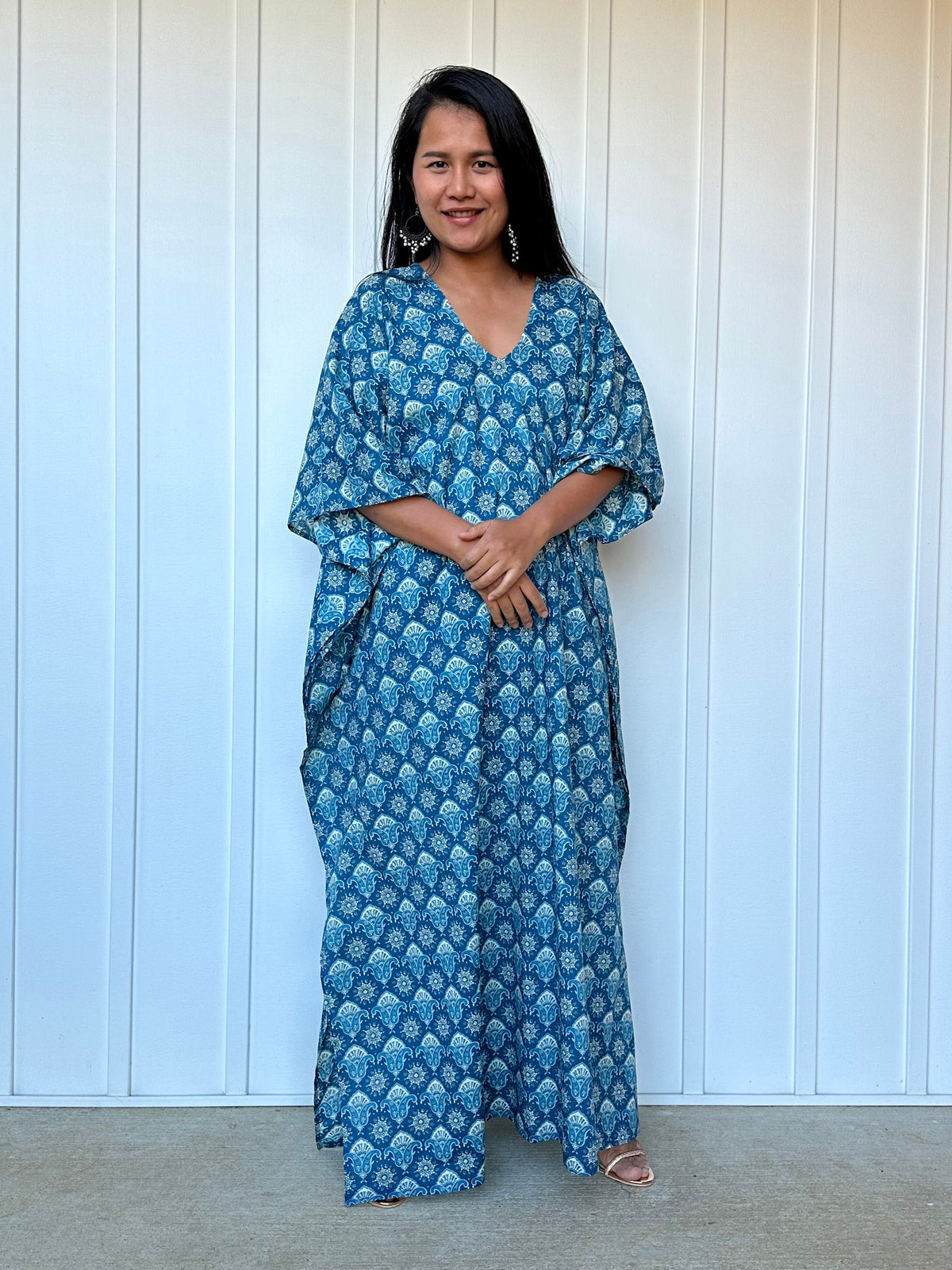 MALA handworks  Evelyn Kaftan in Blue Pattern