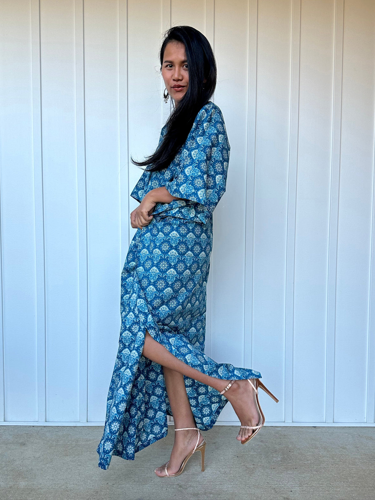 MALA handworks  Evelyn Kaftan in Blue Pattern