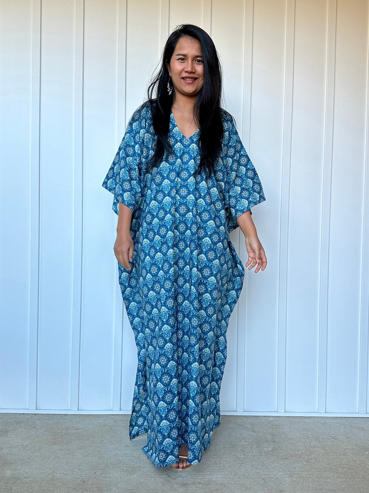 MALA handworks  Evelyn Kaftan in Blue Pattern