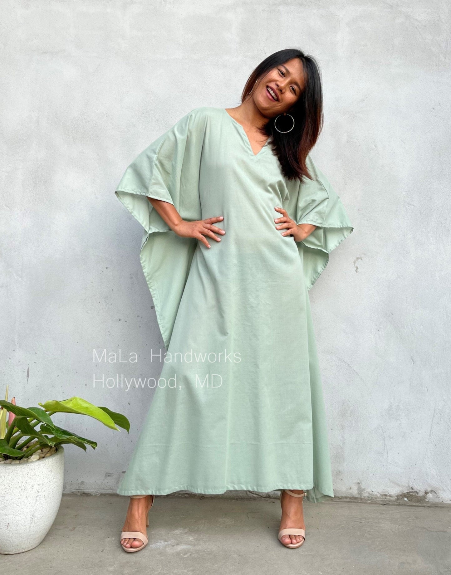 MALA handworks Evelyn Kaftan in Light Green - Limited Edition