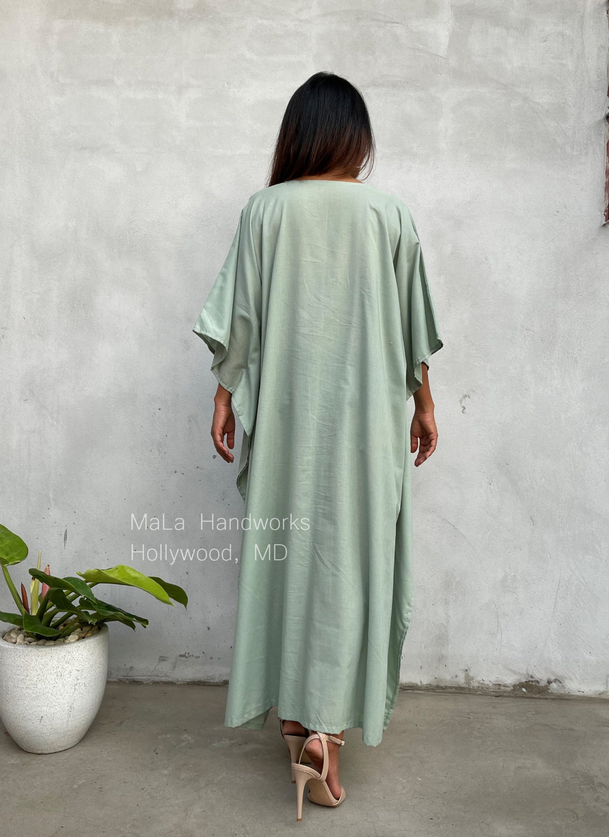 MALA handworks  Evelyn Kaftan in Light Green - Limited Edition