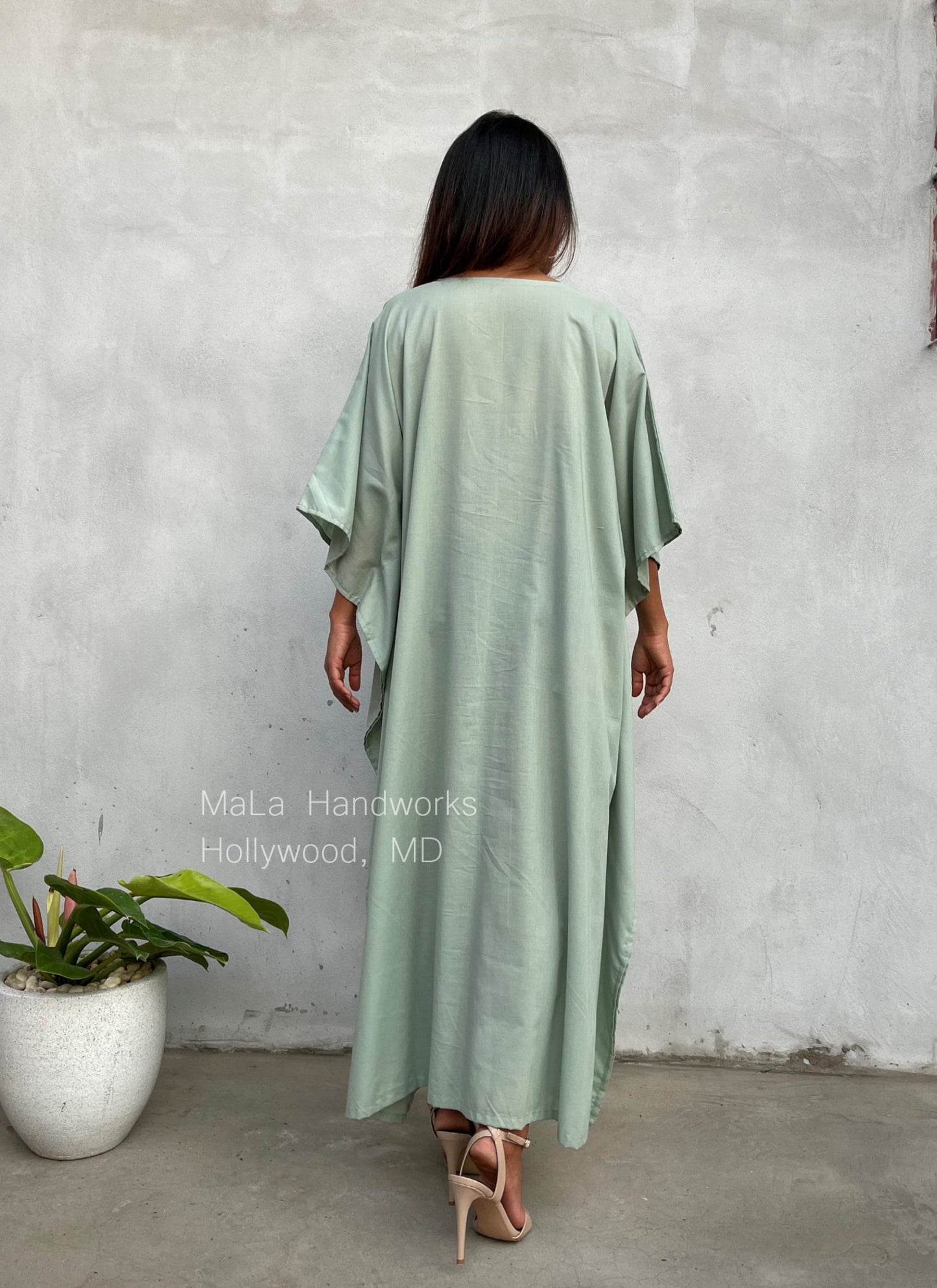 MALA handworks Evelyn Kaftan in Light Green - Limited Edition