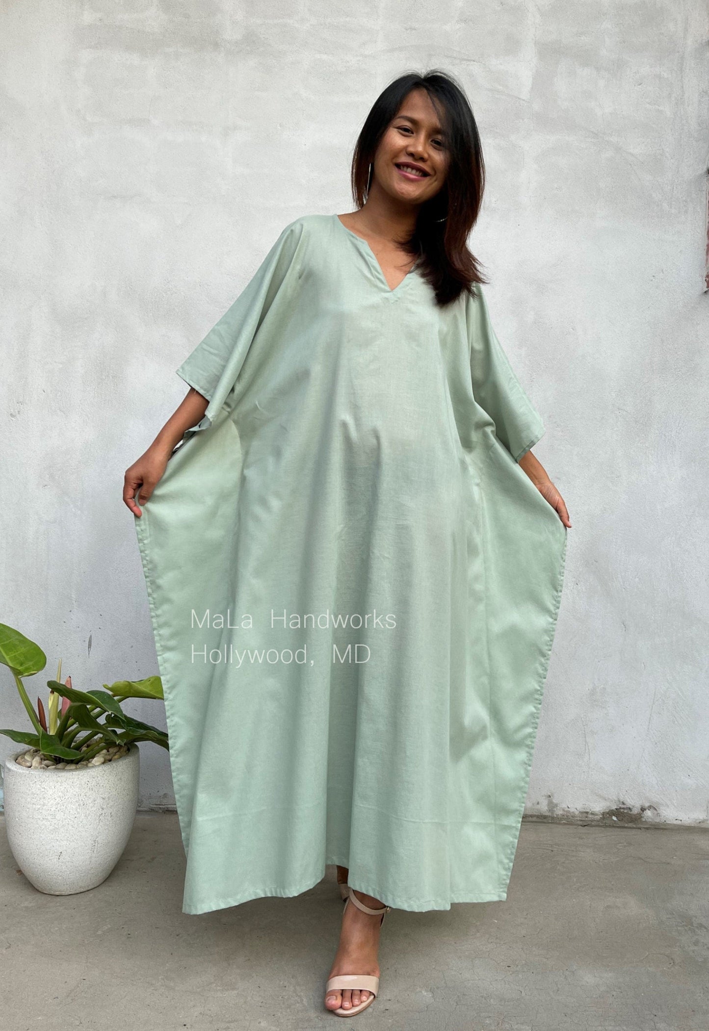 MALA handworks Evelyn Kaftan in Light Green - Limited Edition