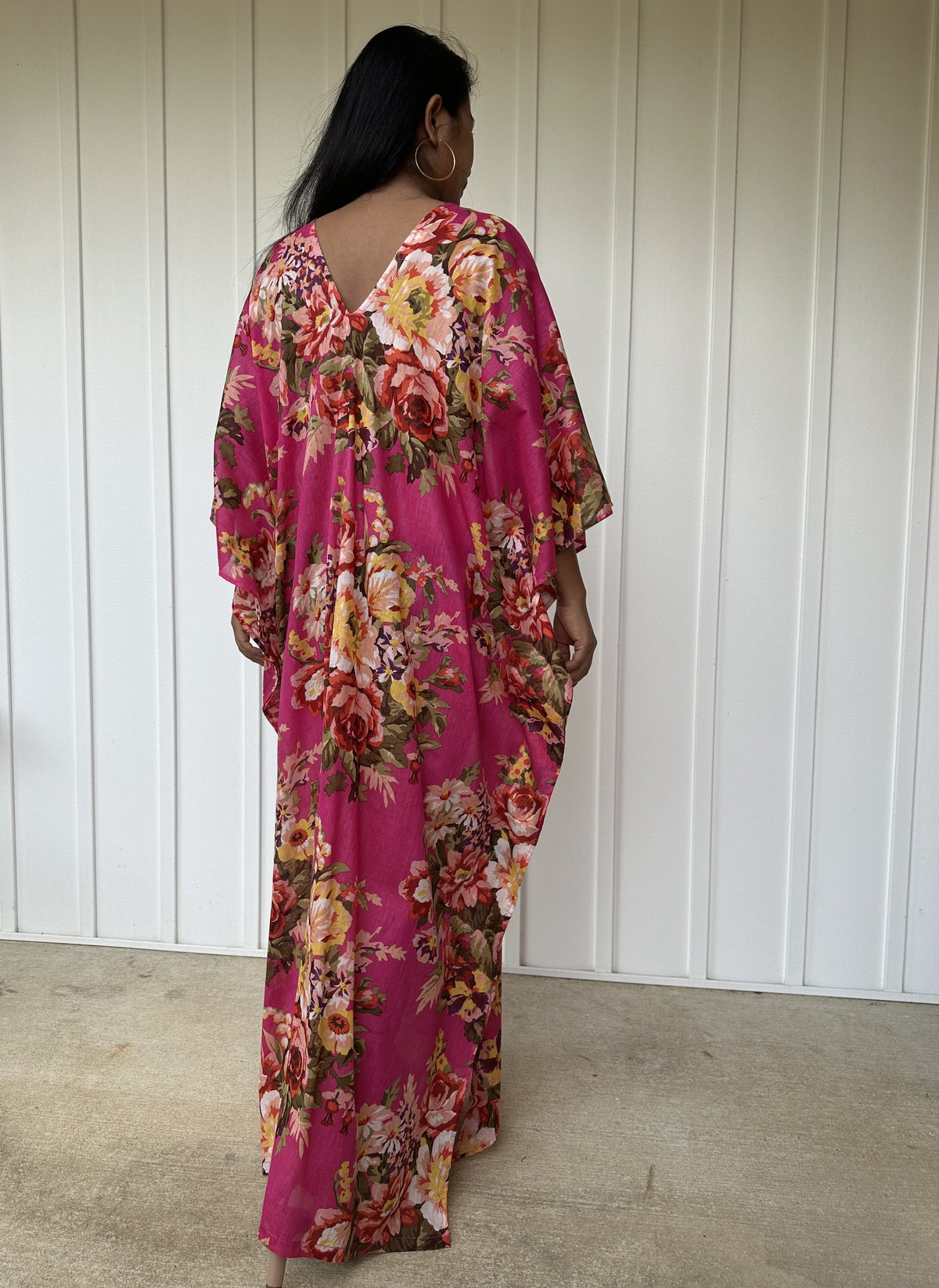 MALA handworks  56 Evelyn Kaftan in Pink and Floral Pattern